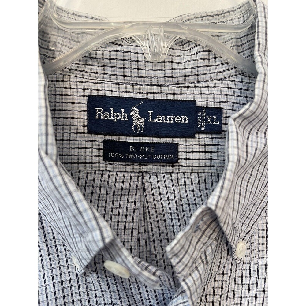 Ralph Lauren Shirt Mens Sz XL Button Front Blake Long Sleeve Cotton Blue Check - Picture 2 of 5